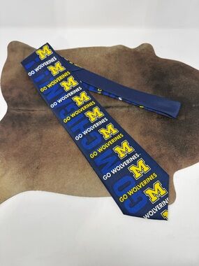 Ralph Marlin Navy & Yellow Michigan Logo Men's Tie